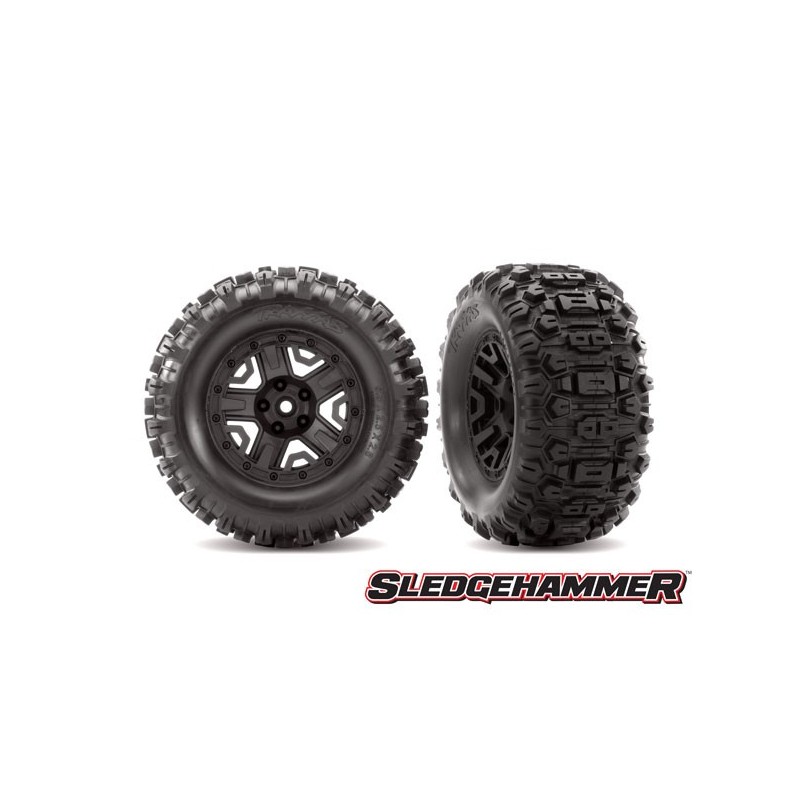 SledgeHammer tires glued on black wheels 2.8" TSM (2)