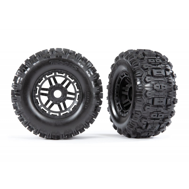 Tires glued on black wheels Sledgehammer 2.8" TSM (2) 17mm HEX