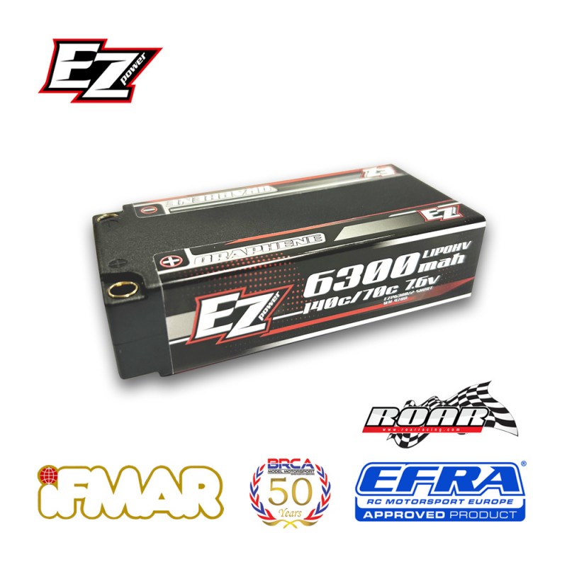 Ezpower Lipo 6300mah Long-Run Short Pack 7,6v 2s 140/70c HV Graphene - 5mm