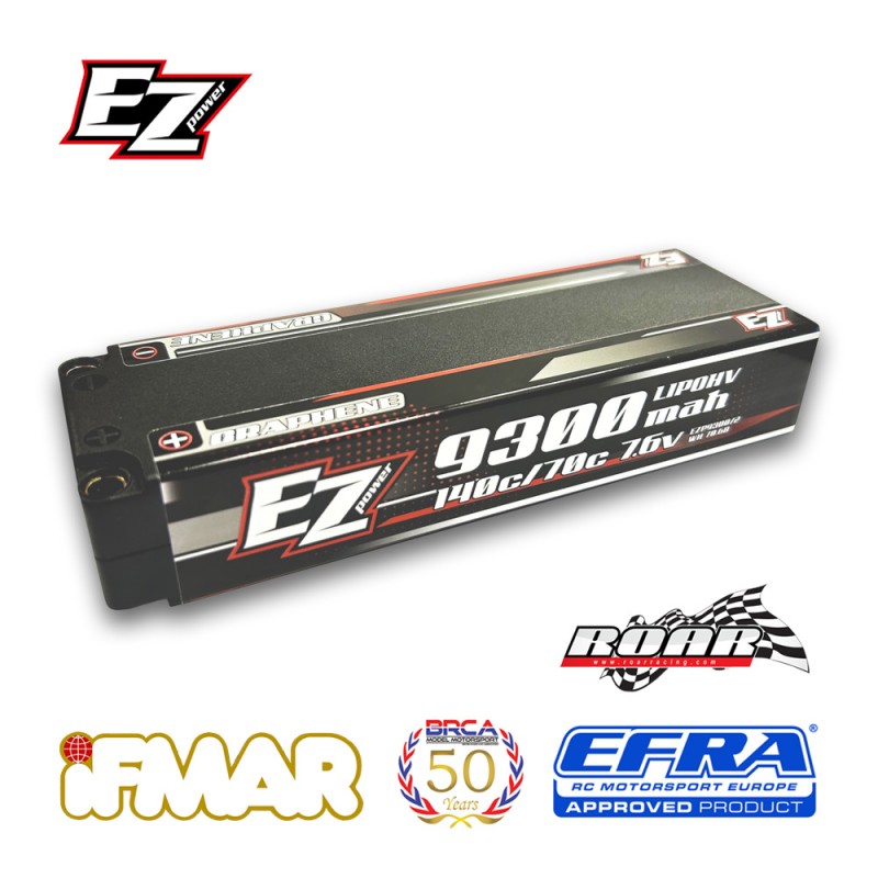 Ezpower Lipo 9300mah Long-Run 7,6v 2s 140/70c HV Graphene - 5mm