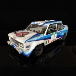Carrozzeria 131 Abarth Rally trasparente in policarbonato Lexan 1mm, con kit decals "WRC" ed accessori in plastica.